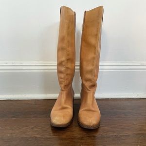vintage nine west pull on riding boots camel brown so: 7